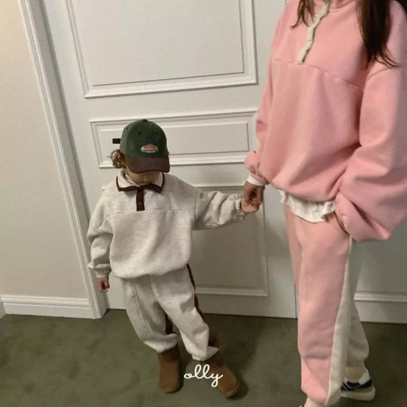 Ollymarket - Korean Children Fashion - #discoveringself - Half Zip-up Sweatshirt with Mom