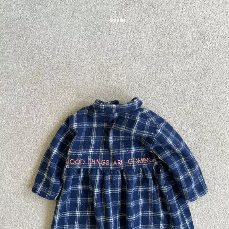 Omelet - Korean Children Fashion - #kidsshorts - Check Embroidery Collar One-piece - 8