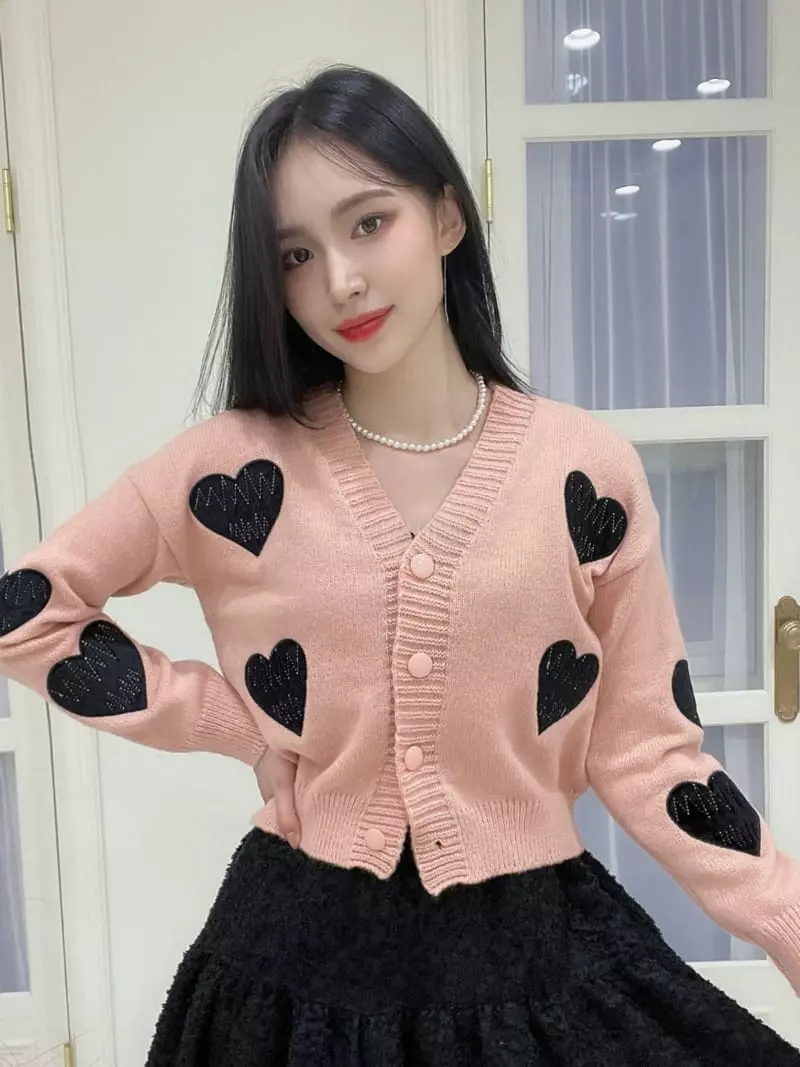 Oneway - Korean Women Fashion - #momslook - Heart Cardigan