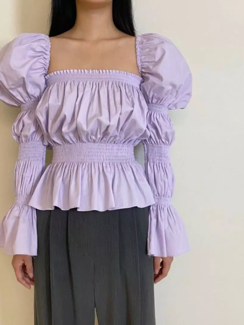 Oneway - Korean Women Fashion - #momslook - Square Smocked Blouse