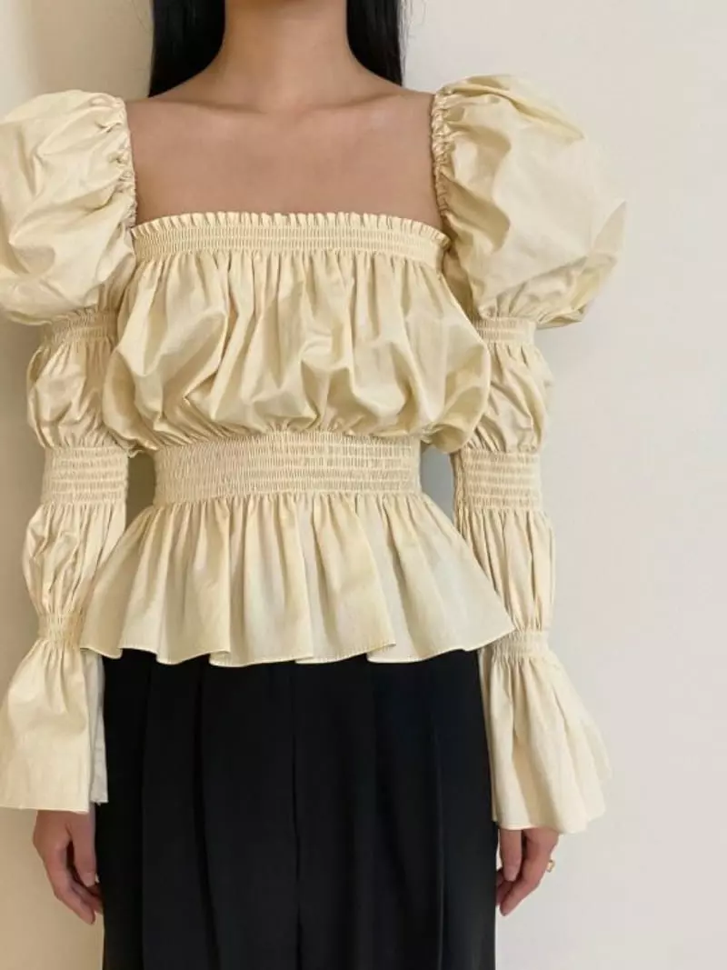 Oneway - Korean Women Fashion - #momslook - Square Smocked Blouse - 3
