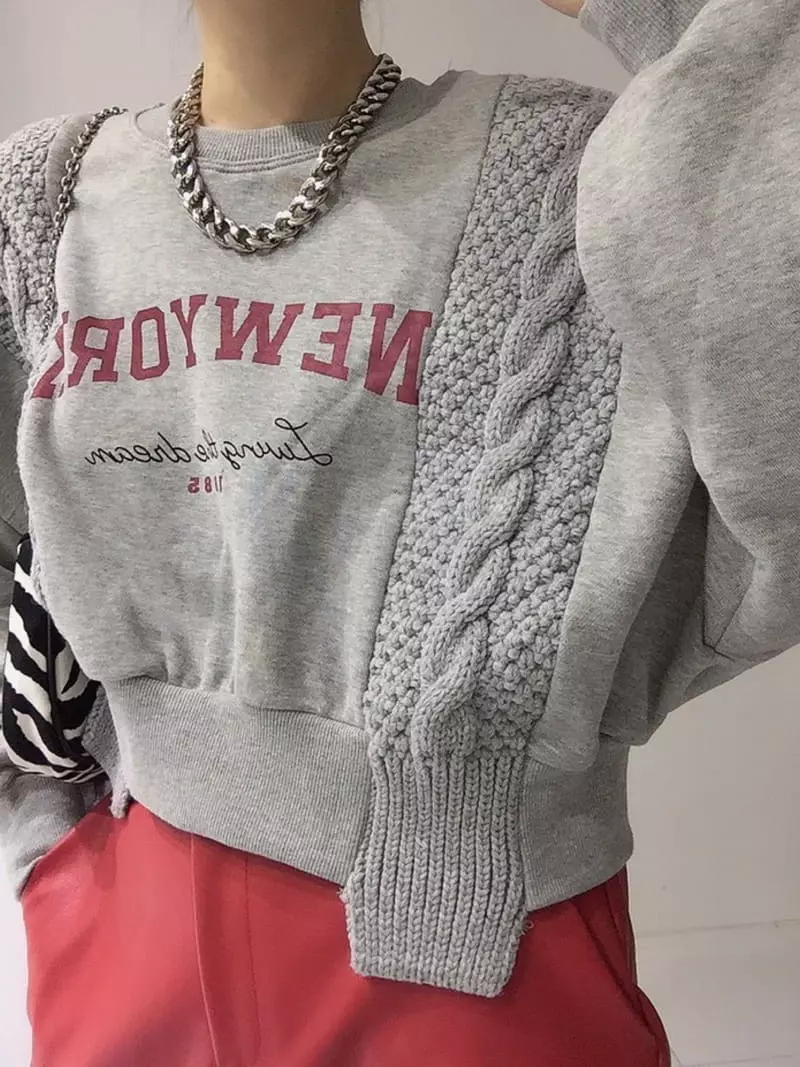 Oneway - Korean Women Fashion - #womensfashion - Knit New York Sweatshirt - 4