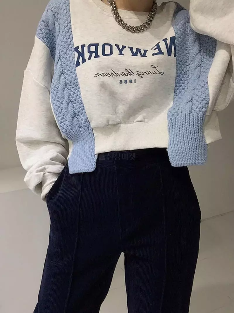 Oneway - Korean Women Fashion - #momslook - Knit New York Sweatshirt - 6