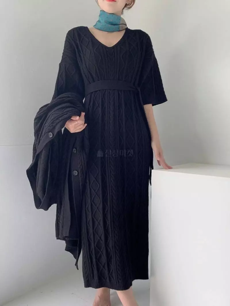 Oneway - Korean Women Fashion - #momslook - Twist Belt One-piece Set - 2
