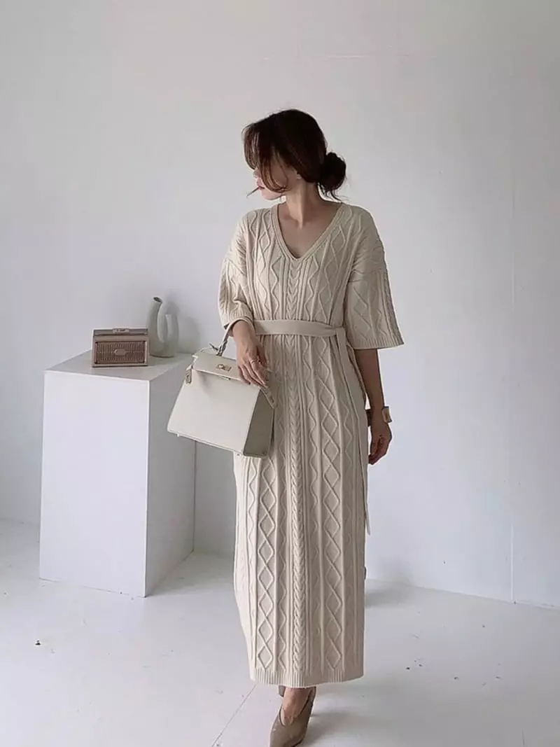 Oneway - Korean Women Fashion - #momslook - Twist Belt One-piece Set - 6