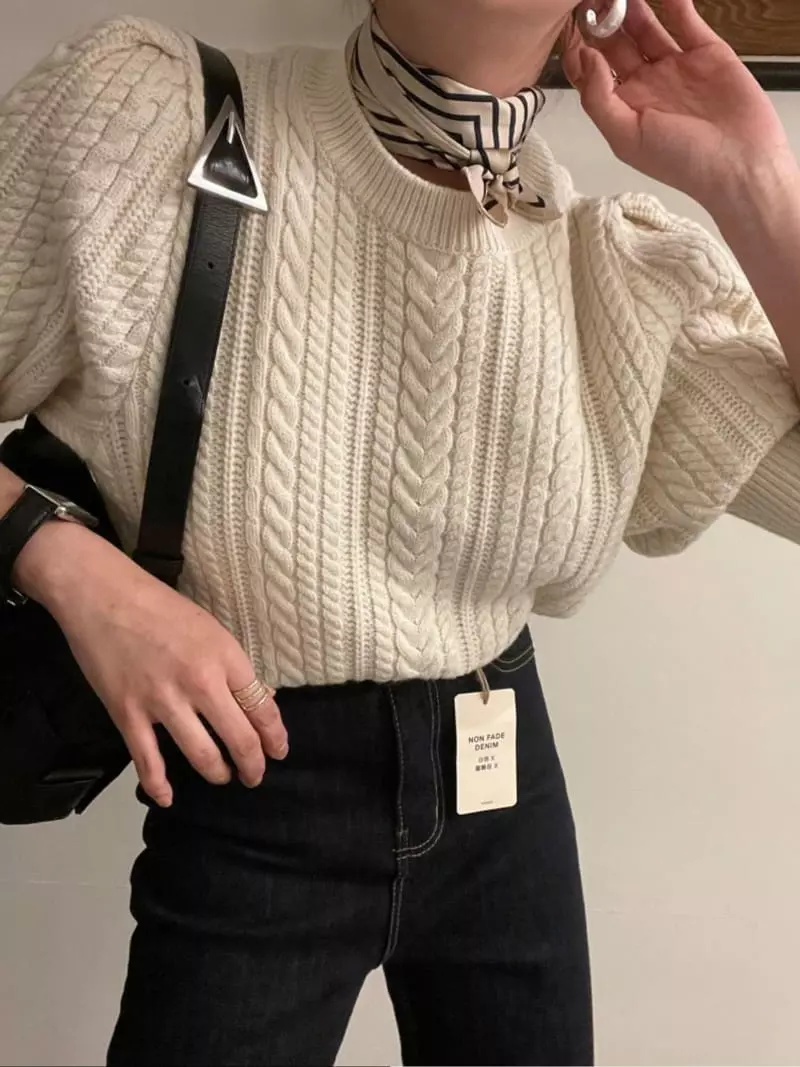 Oneway - Korean Women Fashion - #restrostyle - Basic Twist Knit Tee - 7