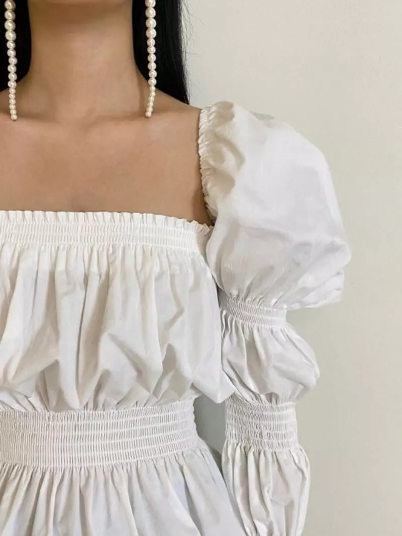 Oneway - Korean Women Fashion - #vintagekidsstyle - Square Smocked Blouse - 10