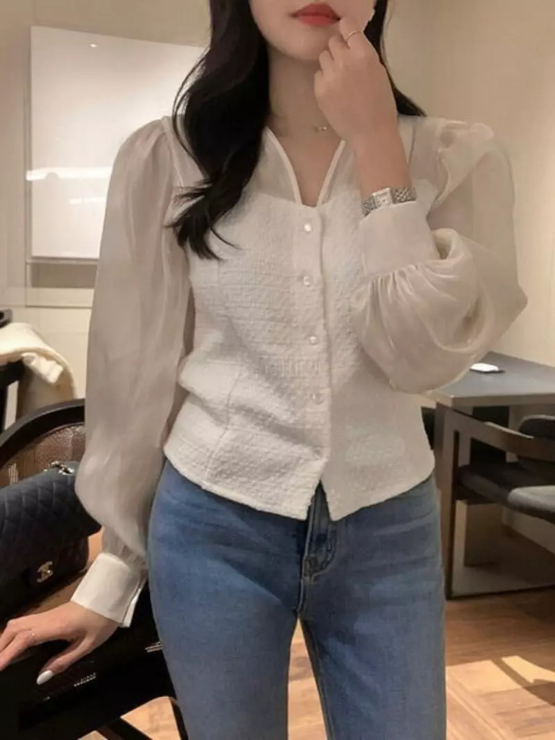 Oneway - Korean Women Fashion - #womensfashion - Twid Blouse - 6