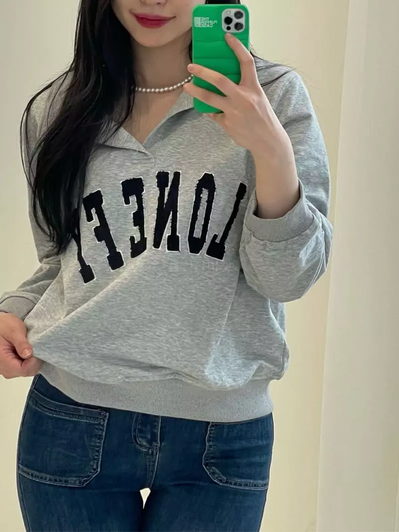Oneway - Korean Women Fashion - #womensfashion - Collar Sweatshirt - 3