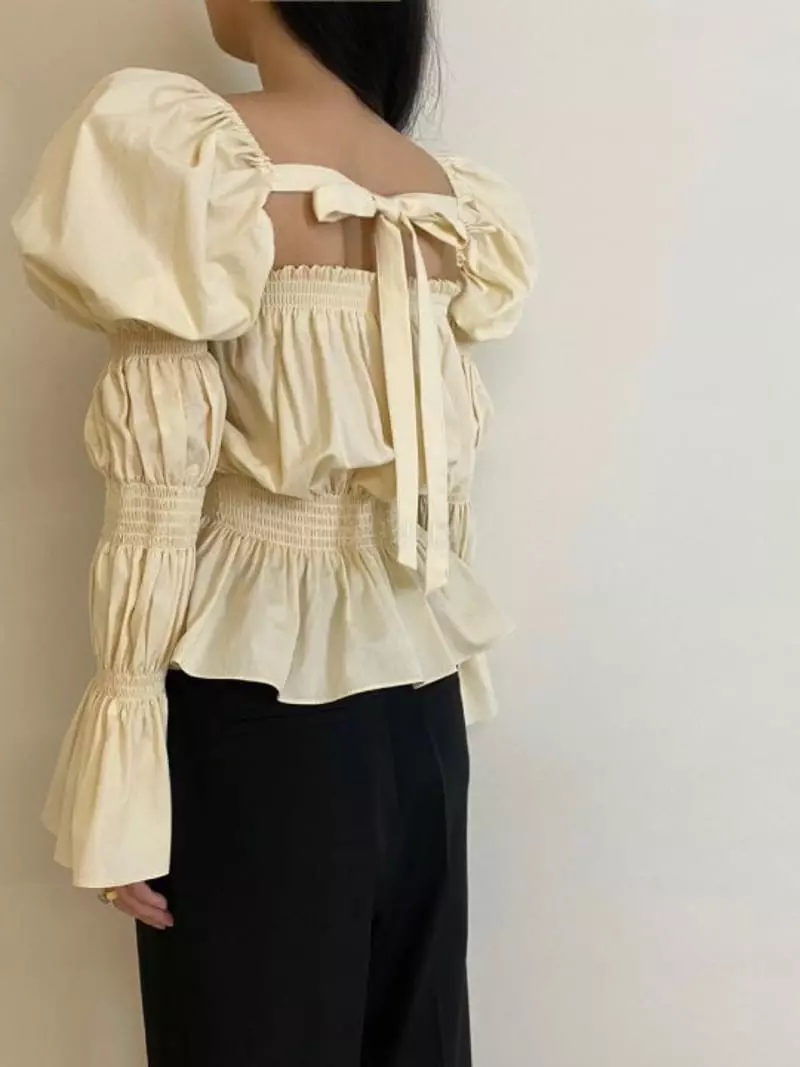 Oneway - Korean Women Fashion - #momslook - Square Smocked Blouse - 4