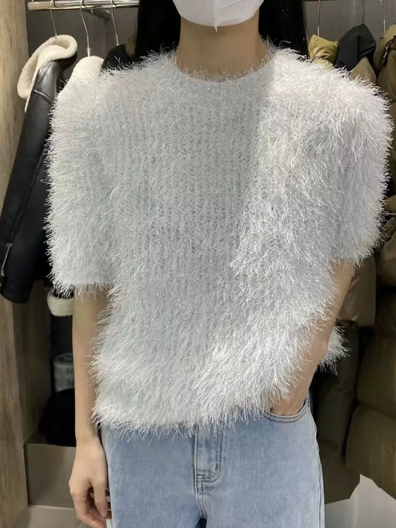 Oneway - Korean Women Fashion - #momslook - Bling Knit Tee - 4