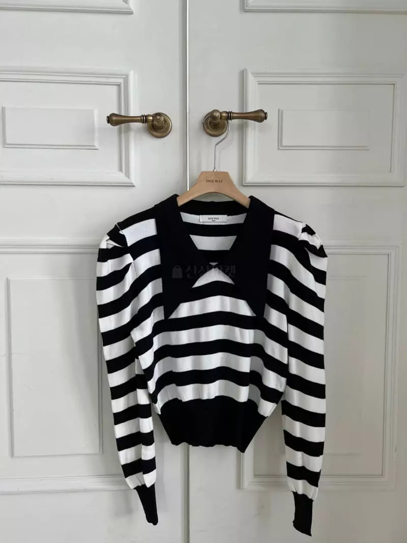 Oneway - Korean Women Fashion - #womensfashion - Stripes Puff Knit Tee - 6
