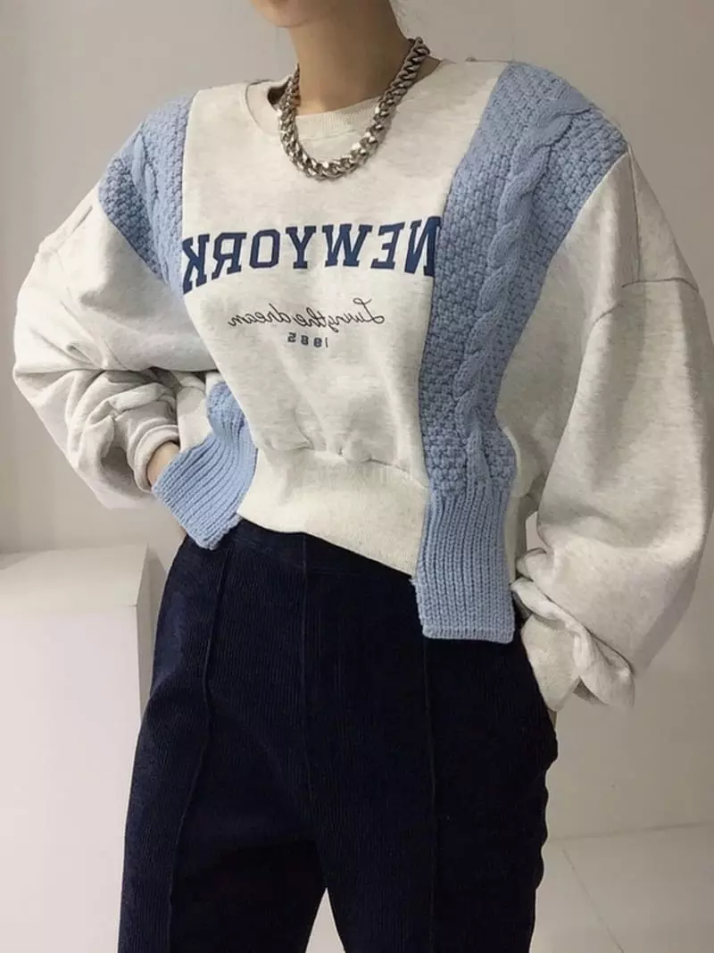 Oneway - Korean Women Fashion - #womensfashion - Knit New York Sweatshirt - 5