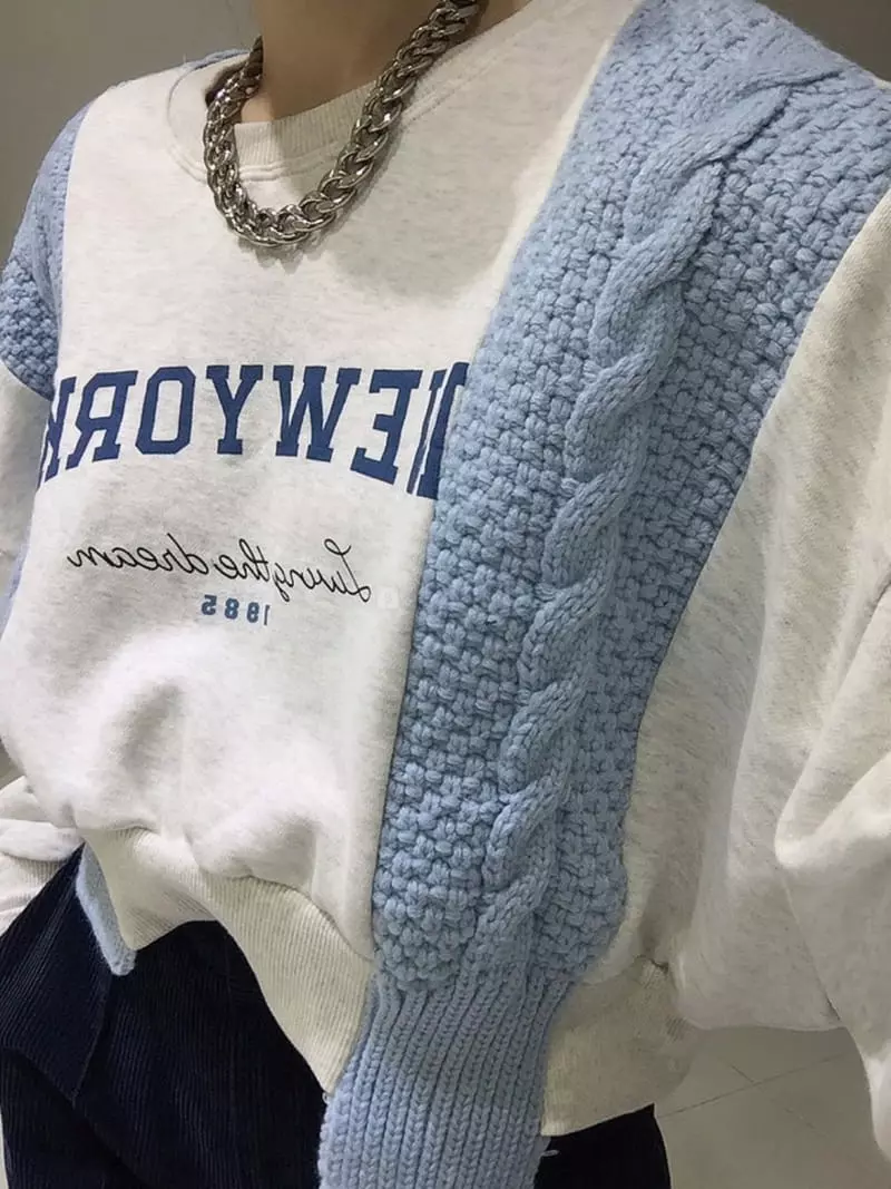 Oneway - Korean Women Fashion - #womensfashion - Knit New York Sweatshirt - 9