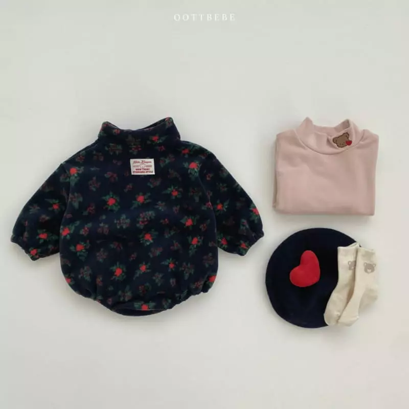 Oott Bebe - Korean Baby Fashion - #babyboutique - Flower Fleece Bodysuit - 10