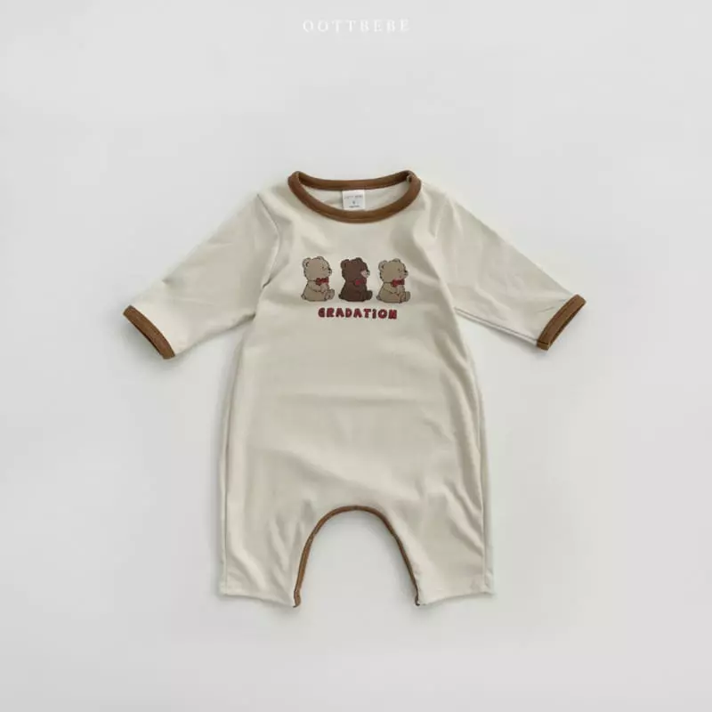 Oott Bebe - Korean Baby Fashion - #babyfever - Tone Tone Bear Bodysuit - 3