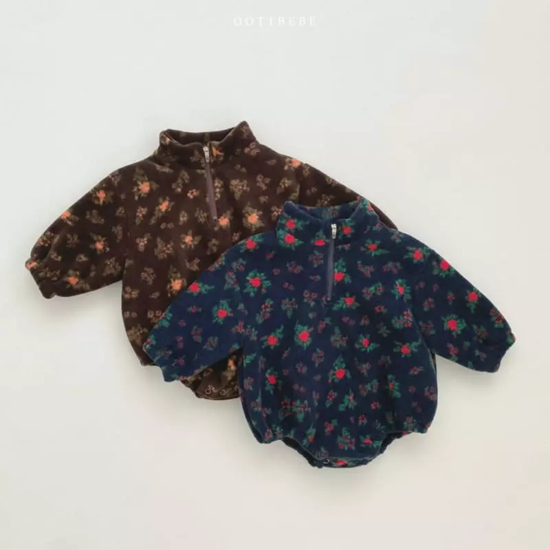 Oott Bebe - Korean Baby Fashion - #babylifestyle - Flower Fleece Bodysuit