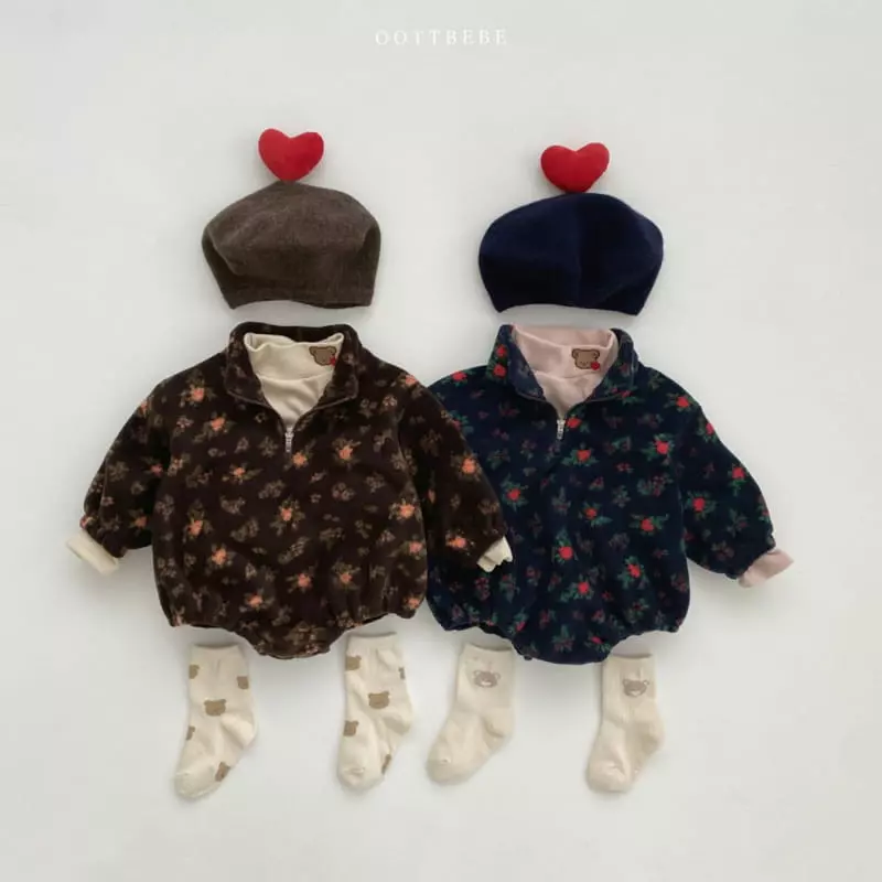Oott Bebe - Korean Baby Fashion - #babyoninstagram - Flower Fleece Bodysuit - 2
