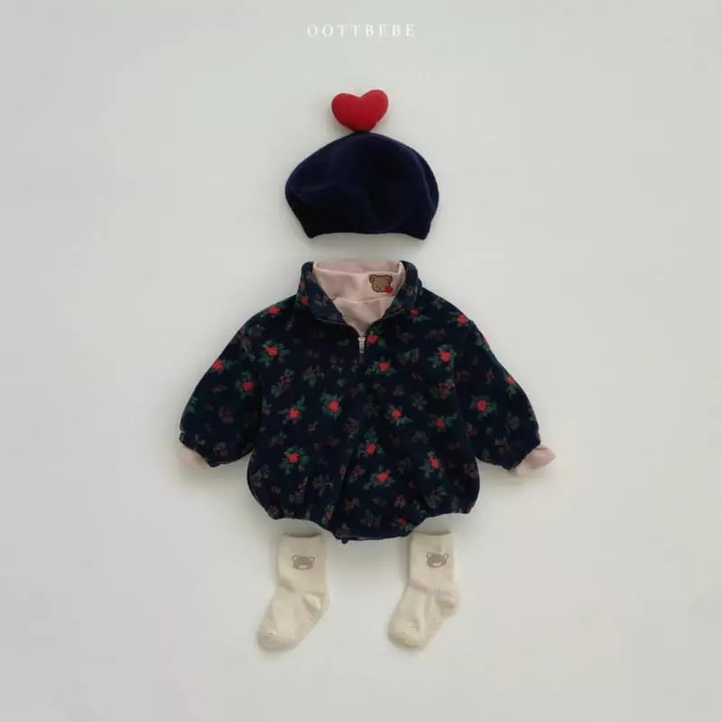 Oott Bebe - Korean Baby Fashion - #babyootd - Flower Fleece Bodysuit - 3