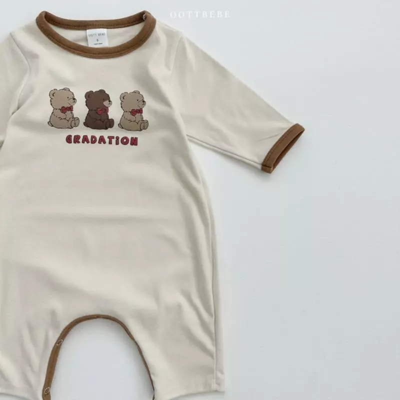 Oott Bebe - Korean Baby Fashion - #babyoutfit - Tone Tone Bear Bodysuit - 8