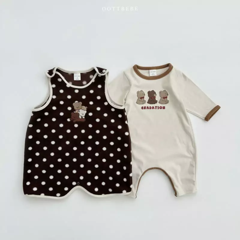 Oott Bebe - Korean Baby Fashion - #babywear - Tone Tone Bear Bodysuit - 10