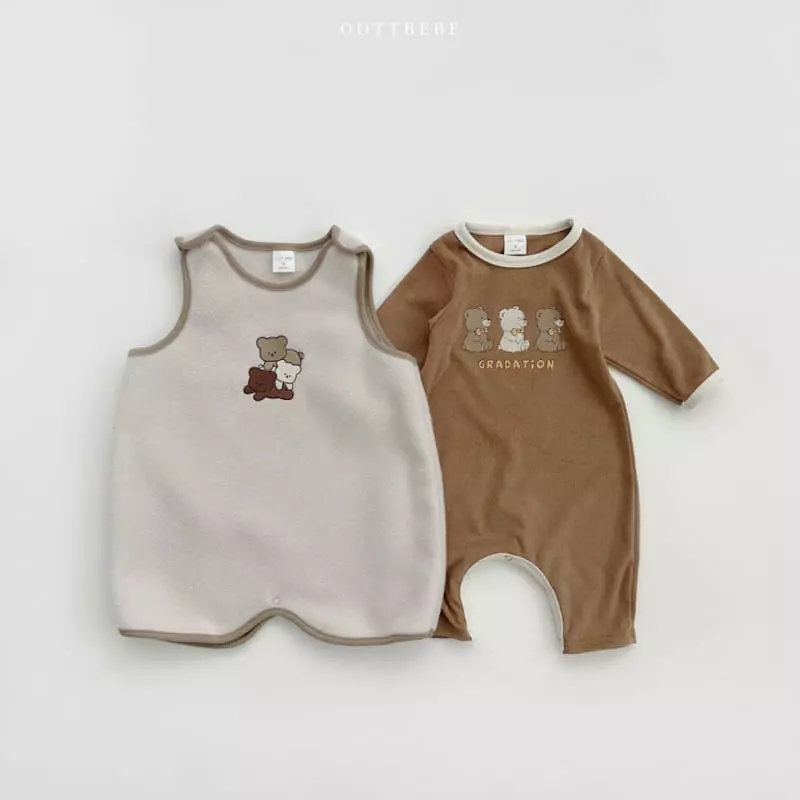 Oott Bebe - Korean Baby Fashion - #onlinebabyboutique - Tone Tone Bear Bodysuit - 11