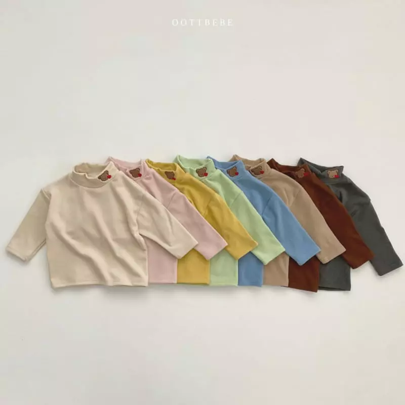 Oott Bebe - Korean Children Fashion - #Kfashion4kids - Hear Bear Turtleneck Tee