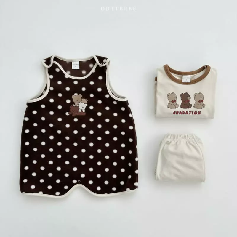 Oott Bebe - Korean Children Fashion - #Kfashion4kids - Tone Tone Bear Top Bottom Set - 6