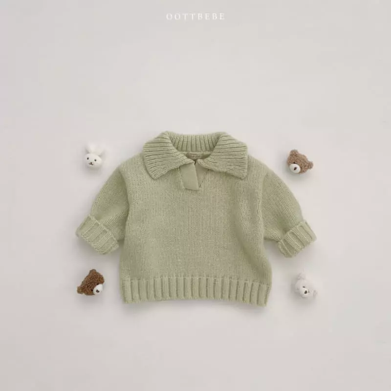 Oott Bebe - Korean Children Fashion - #Kfashion4kids - Collar Ful Over Knit Tee - 5