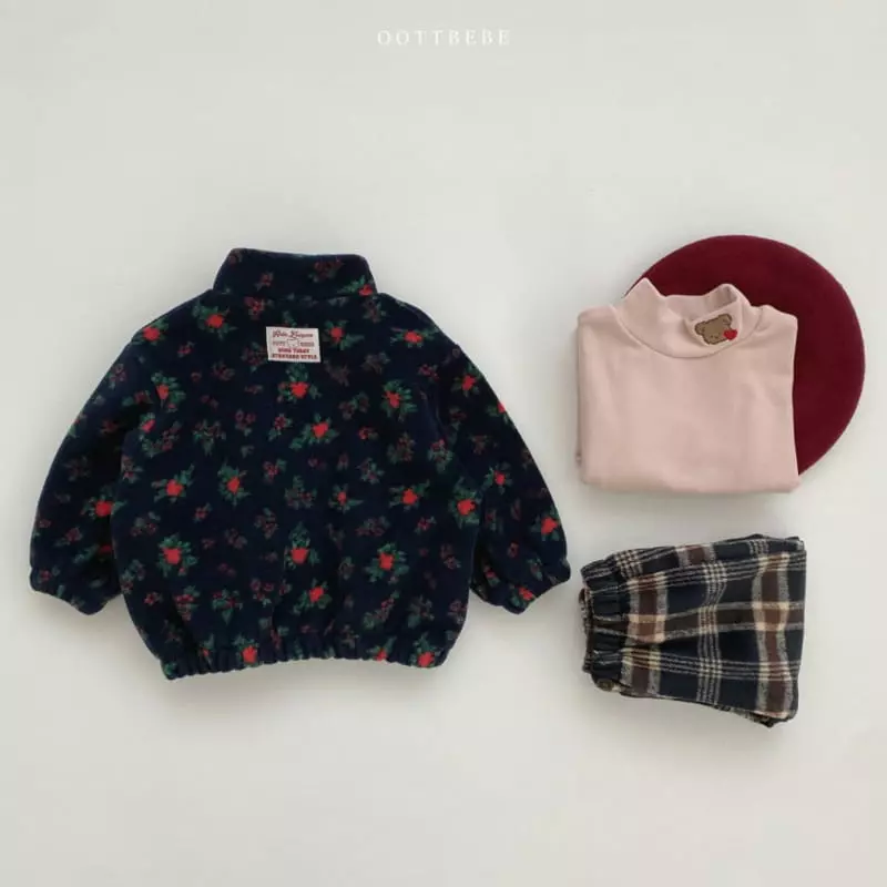 Oott Bebe - Korean Children Fashion - #childofig - Flower Fleec Zip-up - 9