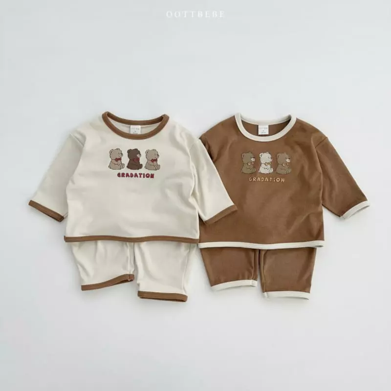 Oott Bebe - Korean Children Fashion - #fashionkids - Tone Tone Bear Top Bottom Set - 2