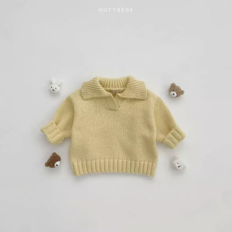 Oott Bebe - Korean Children Fashion - #kidsstore - Collar Ful Over Knit Tee - 3
