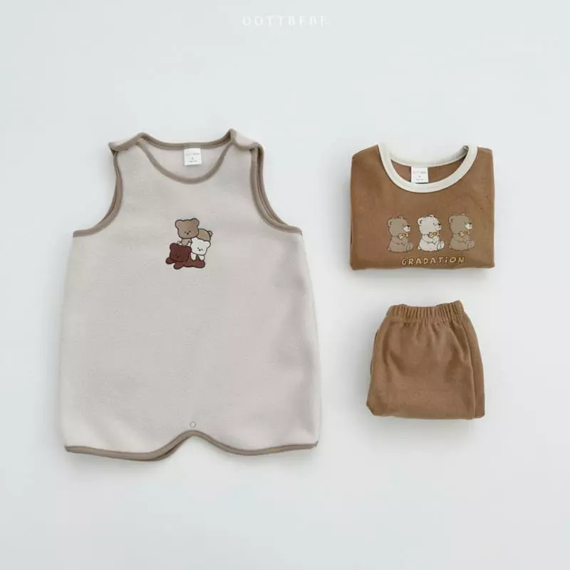 Oott Bebe - Korean Children Fashion - #kidzfashiontrend - Tone Tone Bear Top Bottom Set - 5
