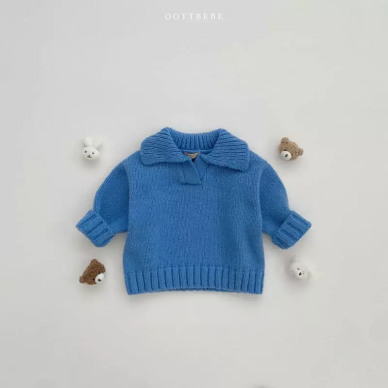 Oott Bebe - Korean Children Fashion - #kidsstore - Collar Ful Over Knit Tee - 4