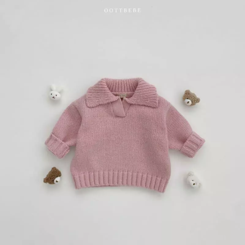 Oott Bebe - Korean Children Fashion - #littlefashionista - Collar Ful Over Knit Tee - 6
