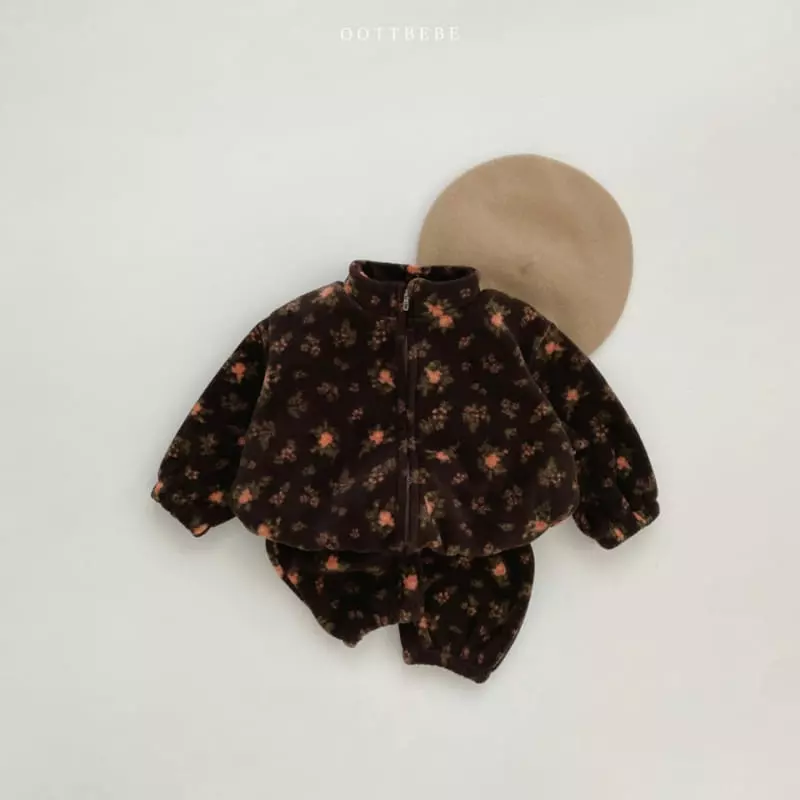 Oott Bebe - Korean Children Fashion - #littlefashionista - Flower Fleece Pants - 4
