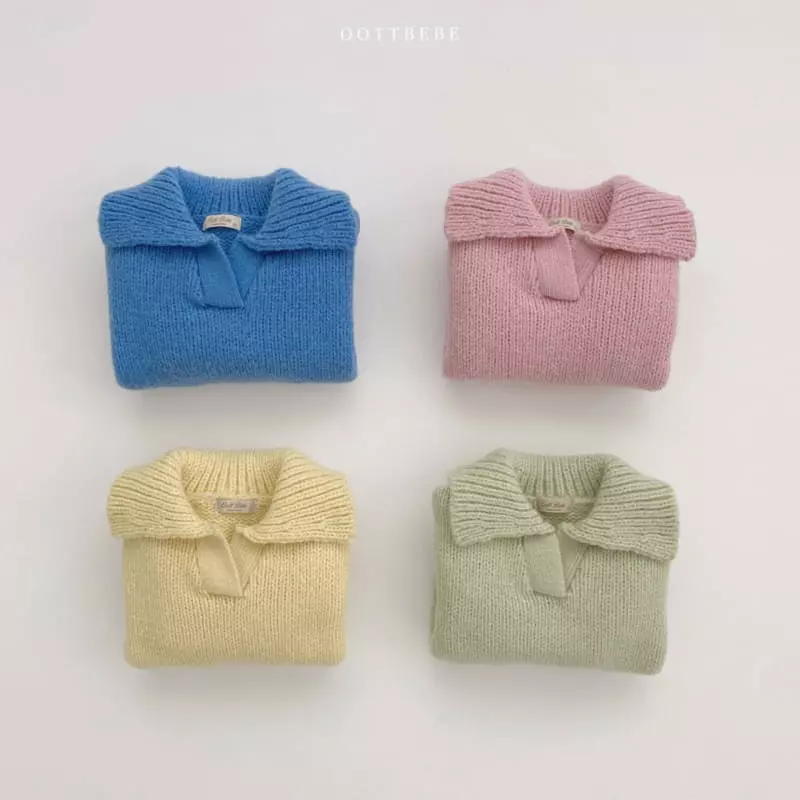 Oott Bebe - Korean Children Fashion - #magicofchildhood - Collar Ful Over Knit Tee - 7