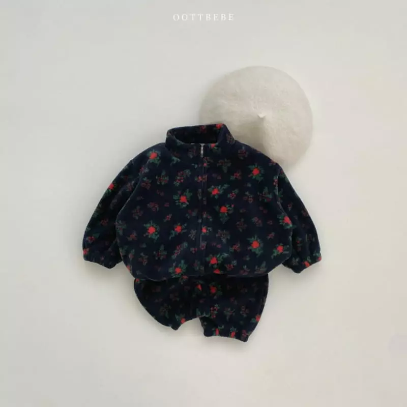 Oott Bebe - Korean Children Fashion - #minifashionista - Flower Fleec Zip-up - 6