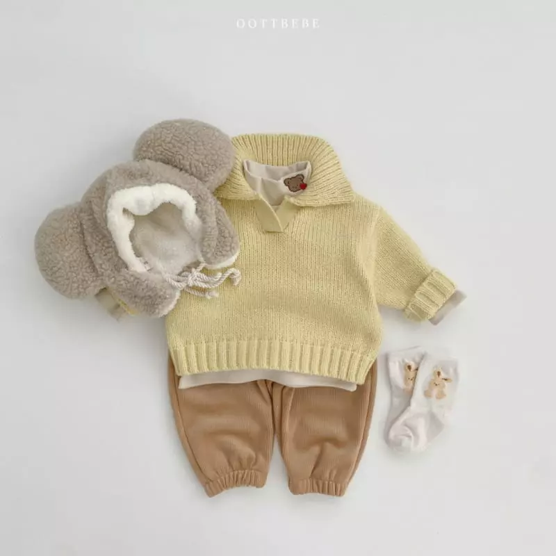 Oott Bebe - Korean Children Fashion - #minifashionista - Collar Ful Over Knit Tee - 8