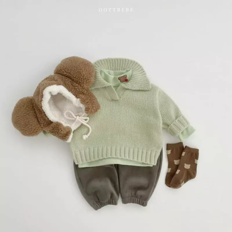 Oott Bebe - Korean Children Fashion - #prettylittlegirls - Collar Ful Over Knit Tee - 9