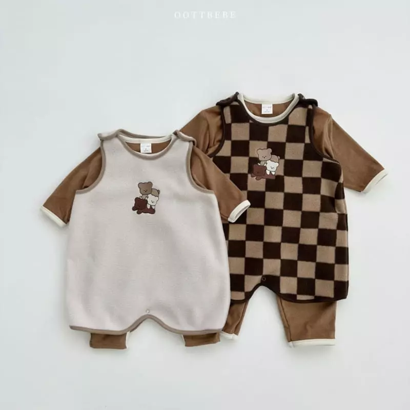 Oott Bebe - Korean Children Fashion - #todddlerfashion - Tone Tone Bear Top Bottom Set - 11