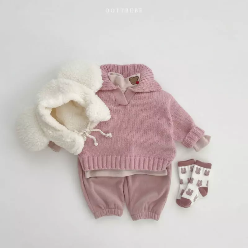 Oott Bebe - Korean Children Fashion - #todddlerfashion - Collar Ful Over Knit Tee - 10