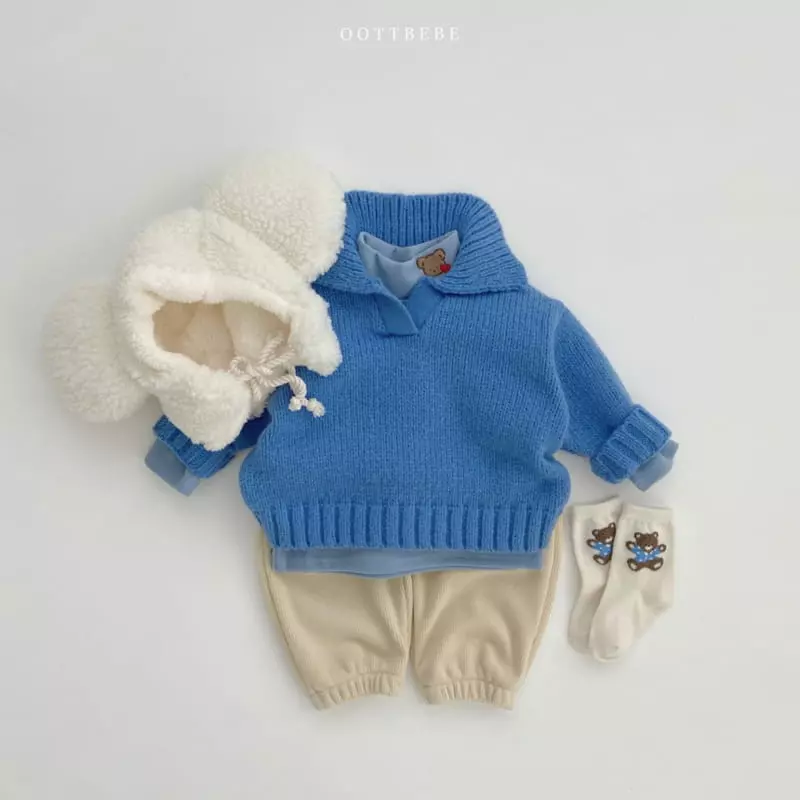 Oott Bebe - Korean Children Fashion - #toddlerclothing - Collar Ful Over Knit Tee - 11