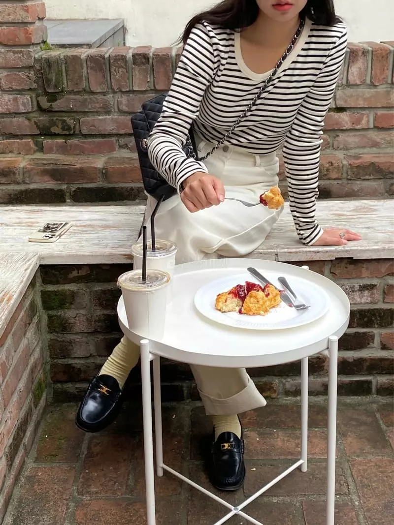 Ouppt - Korean Women Fashion - #momslook - Stripes Tee - 12