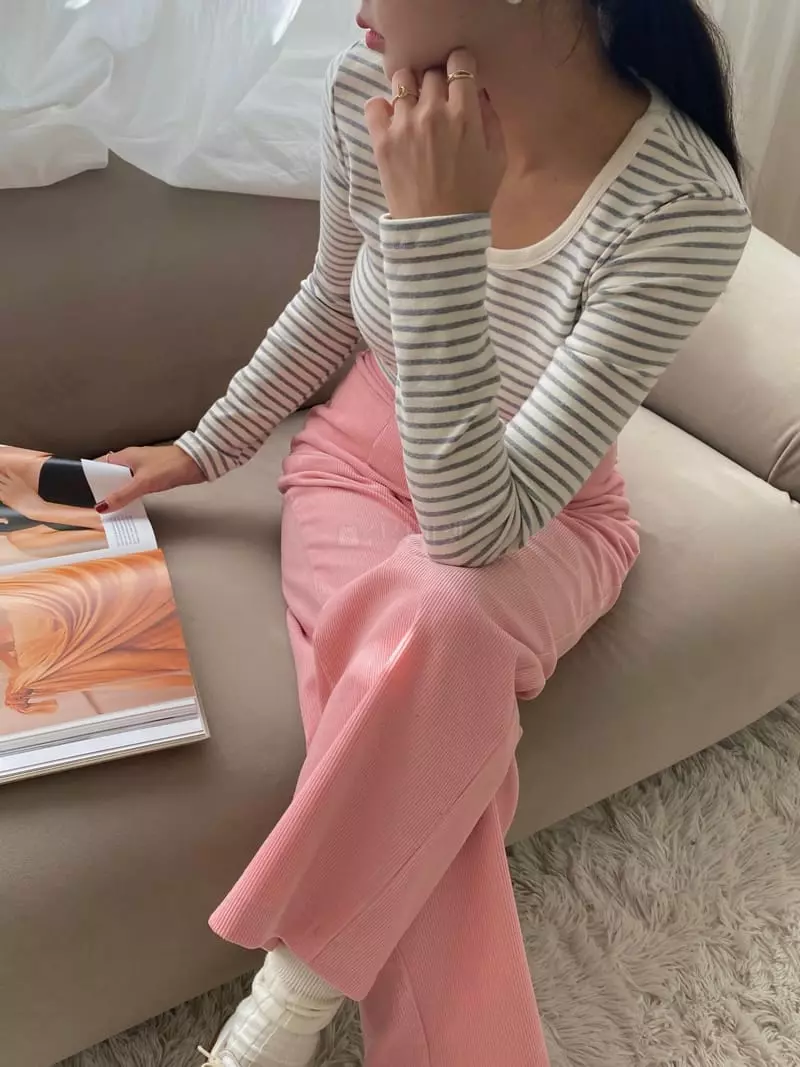 Ouppt - Korean Women Fashion - #womensfashion - Stripes Tee - 4