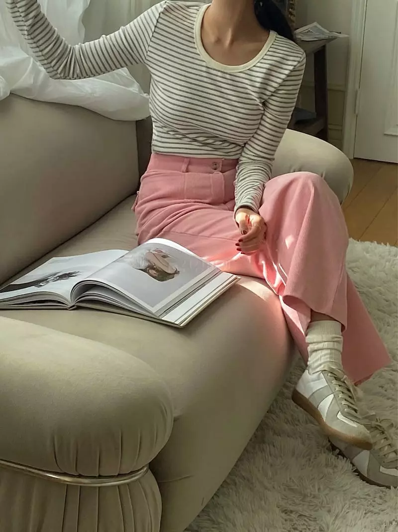 Ouppt - Korean Women Fashion - #momslook - Stripes Tee - 6