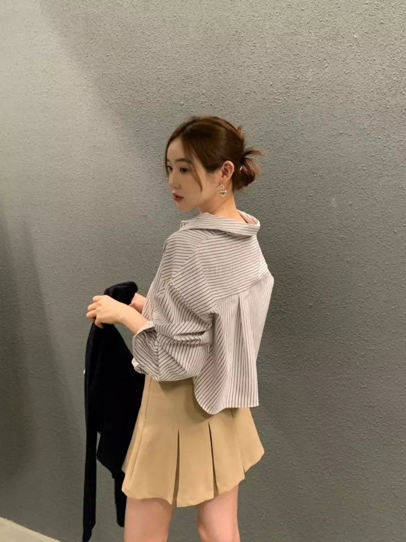 Ouppt - Korean Women Fashion - #womensfashion - Crop Shirt