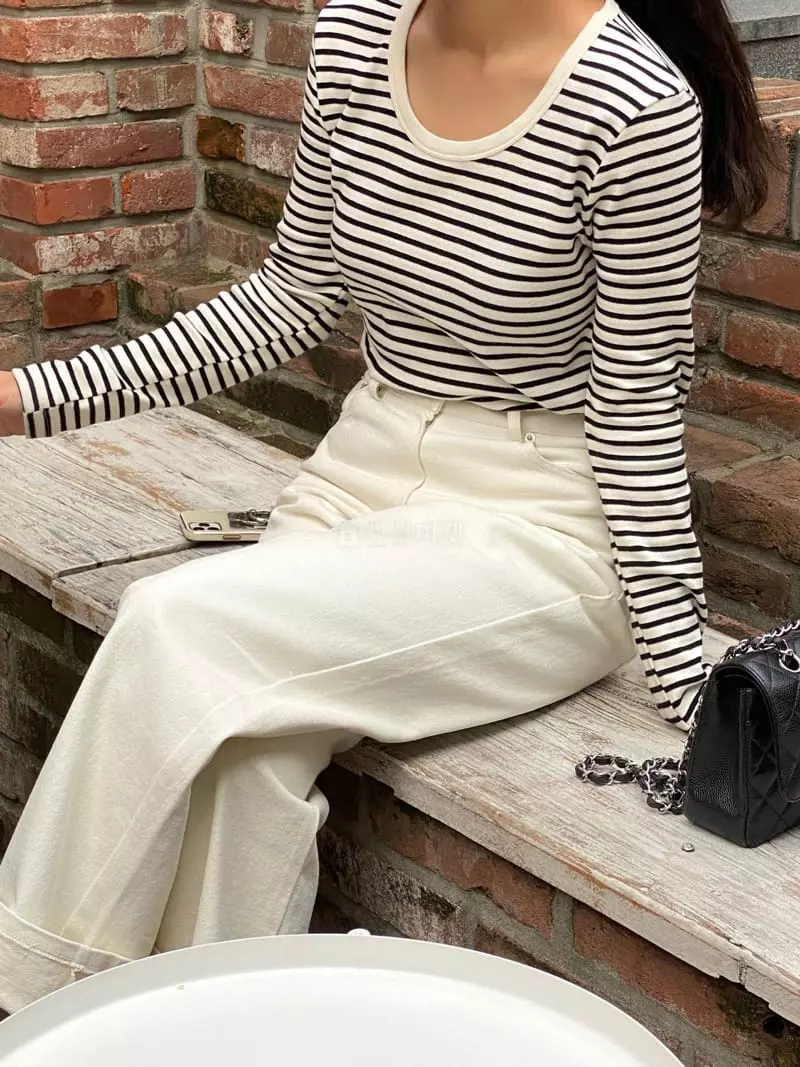 Ouppt - Korean Women Fashion - #womensfashion - Stripes Tee - 11