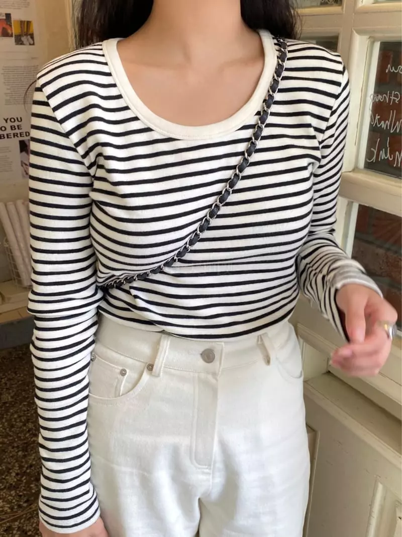 Ouppt - Korean Women Fashion - #womensfashion - Stripes Tee - 9