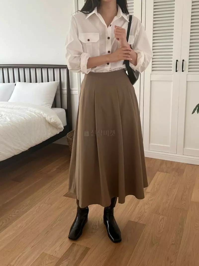 Outrene - Korean Women Fashion - #momslook - Two Tuck Skirt - 9